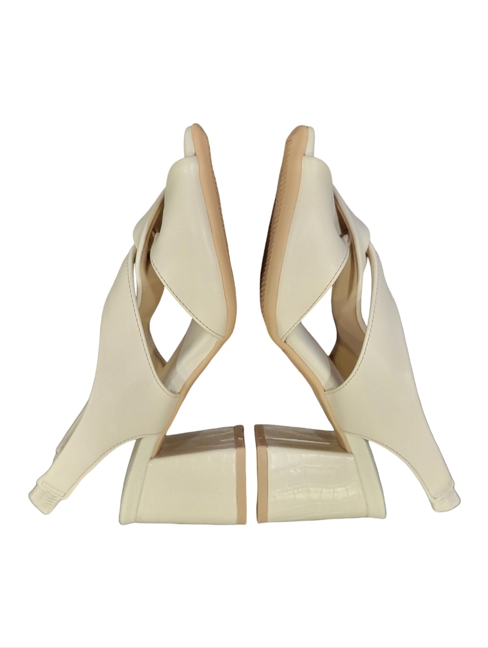 Piccadilly Off-White High Heeled Sandals Chunky Heel Cream Women's Size 4 - Picture 10 of 17